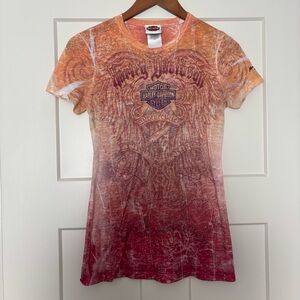 Harley-Davidson Women's Orange and Red Top